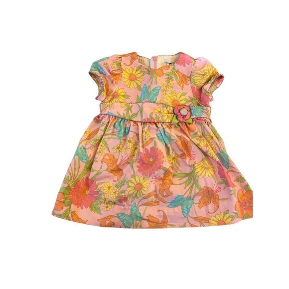 Hartstring baby girl, floral, pink, short sleeve dress, size 12 months - Picture 1 of 4